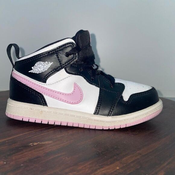 Nike Air Jordan 1 Mid White Light Arctic Pink TD Toddler 644507-103 Kids Size 9C - Picture 1 of 9